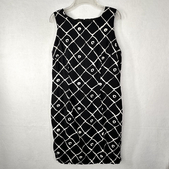 Sag Harbor Sheath Dress 12 Sleeveless Black Geo Diamond Lined Party Work Career - Picture 1 of 8